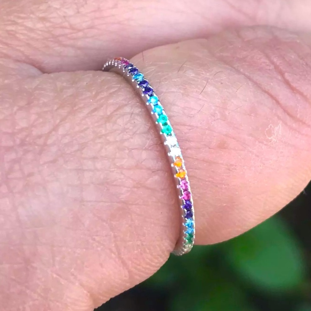 Rainbow Eternity Silver Ring 925